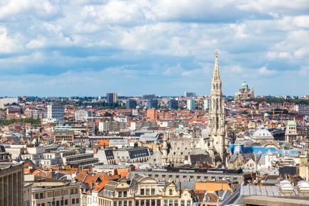 View over Brussels with a cloudy sky.